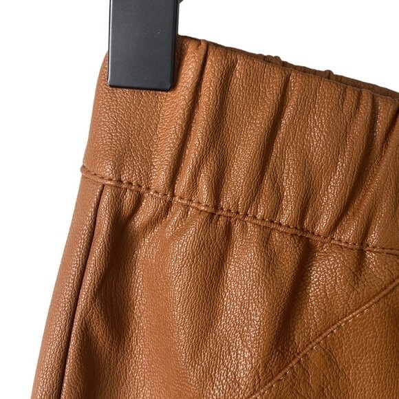 Lulus Camel Way To Cool Vegan Leather High-Waist Legging Zip Hem Stretch Pull-On - Picture 6 of 16